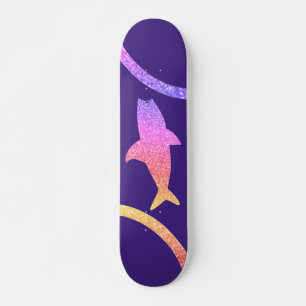 Shark Rainbow Glitzer Lila Skateboard
