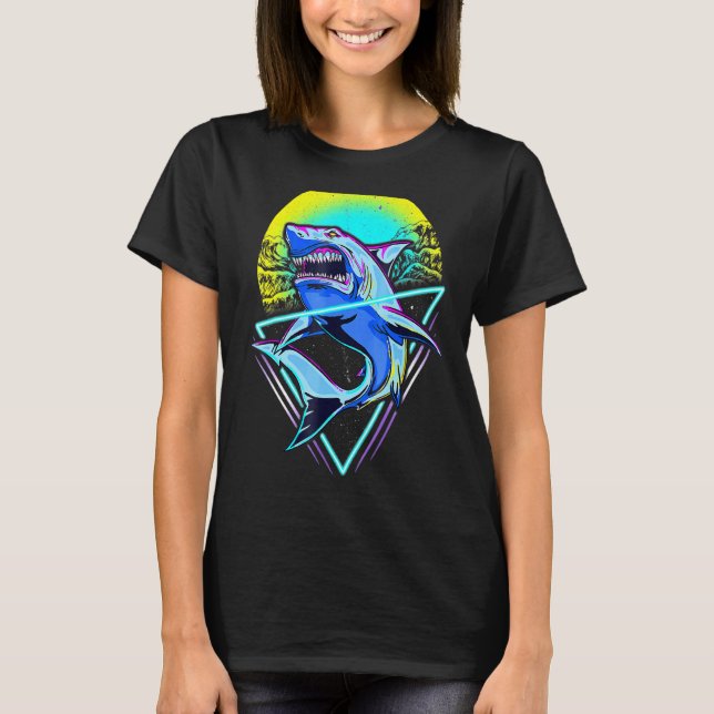 Shark Retro Punk 80er 90s T-Shirt (Vorderseite)