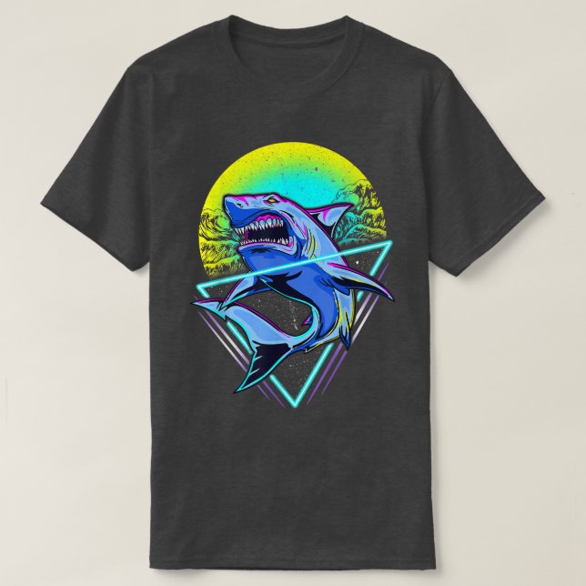 Shark Retro Punk 80s 90s  T-Shirt (Design vorne)