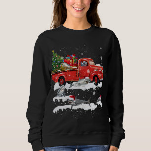 Shark Riding Red Truck Frohe Weihnachts Weihnachte Sweatshirt