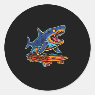 Shark Riding Skateboard Skateboard Skateboard Skat Runder Aufkleber