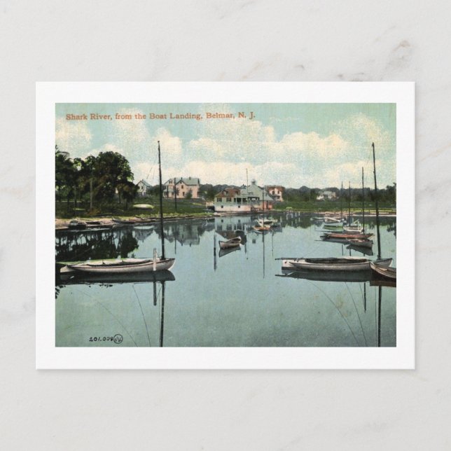 Shark River, Belmar, NJ Vintag Postkarte (Vorderseite)