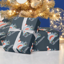 Shark Santa No Peeking Navy Weihnachtsfeiertag