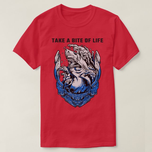 Shark Sayings Motivation Take A Bite Of Life T-Shirt (Design vorne)