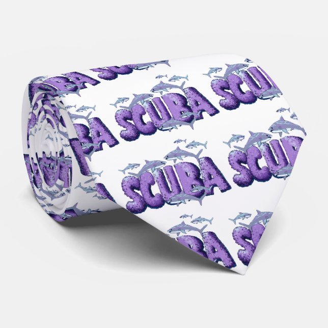 Shark Scuba Diver Krawatte (Gerollt)