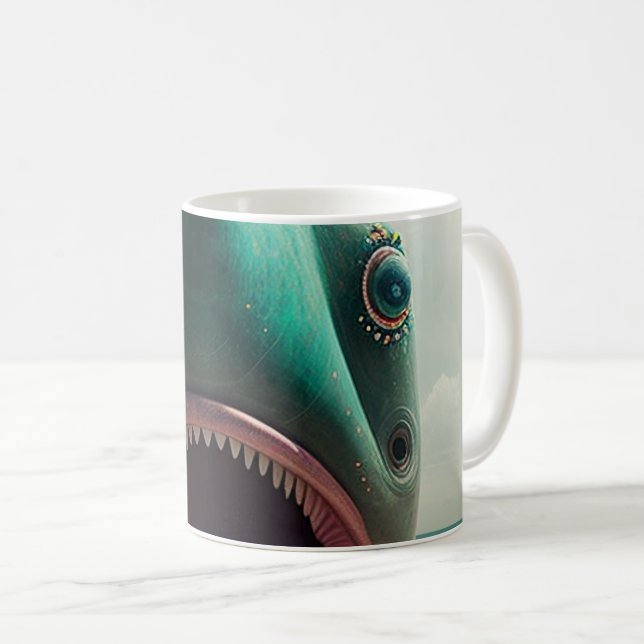 Shark sculpture on the beach kaffeetasse (VorderseiteRechts)