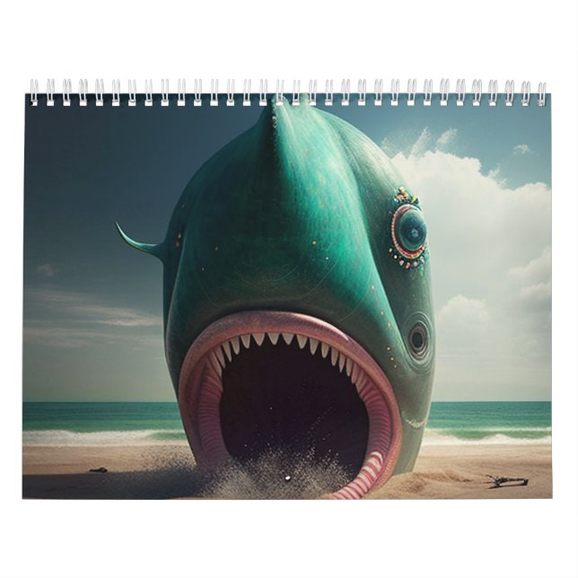 Shark sculpture on the beach kalender (Titelbild)