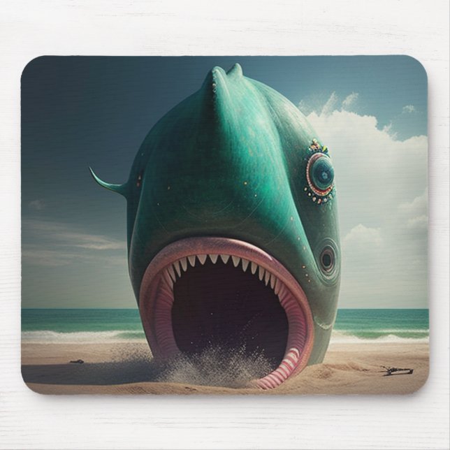Shark sculpture on the beach mousepad (Vorne)