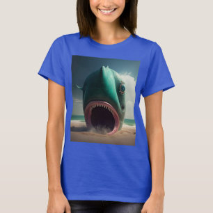 Shark sculpture on the beach T-Shirt