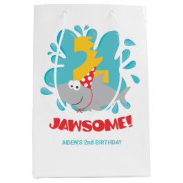 Shark Second Birthday Geschenktasche Mittlere Geschenktüte