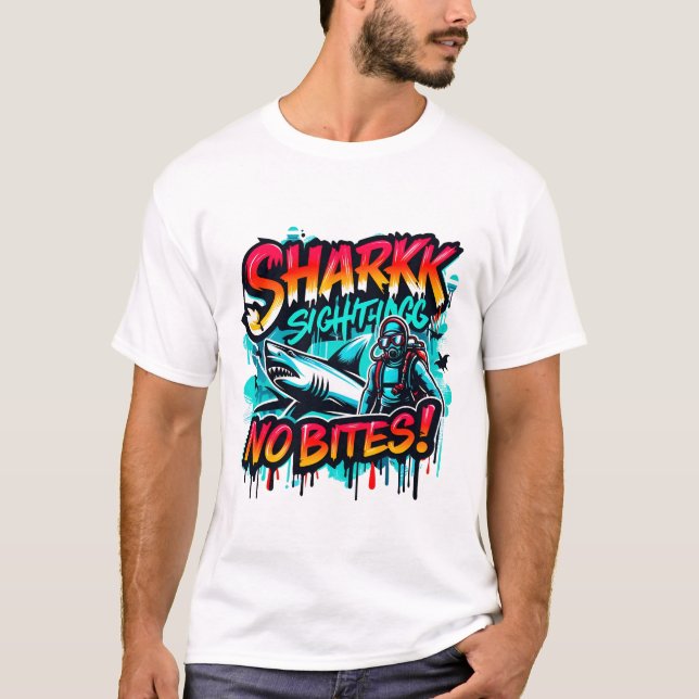 Shark Sighting No Bites! Haifischknechtaucher T-Shirt (Vorderseite)
