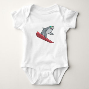 Shark Snowboarder Snowboard Baby Strampler