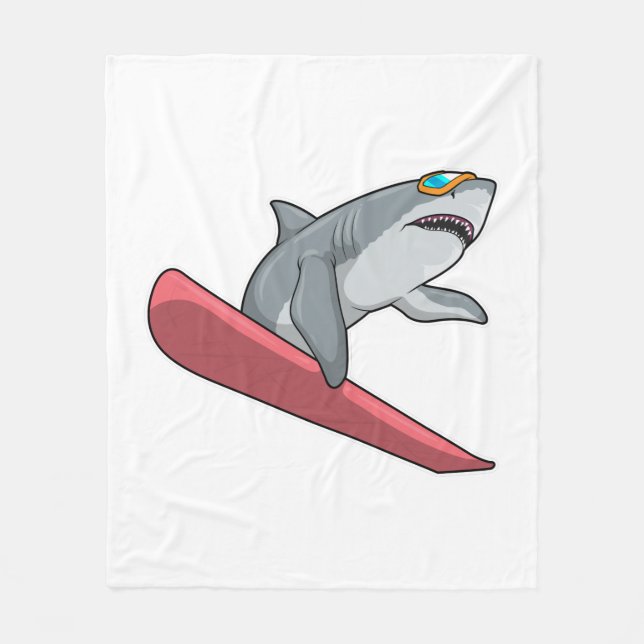 Shark Snowboarder Snowboard Fleecedecke (Vorderseite)