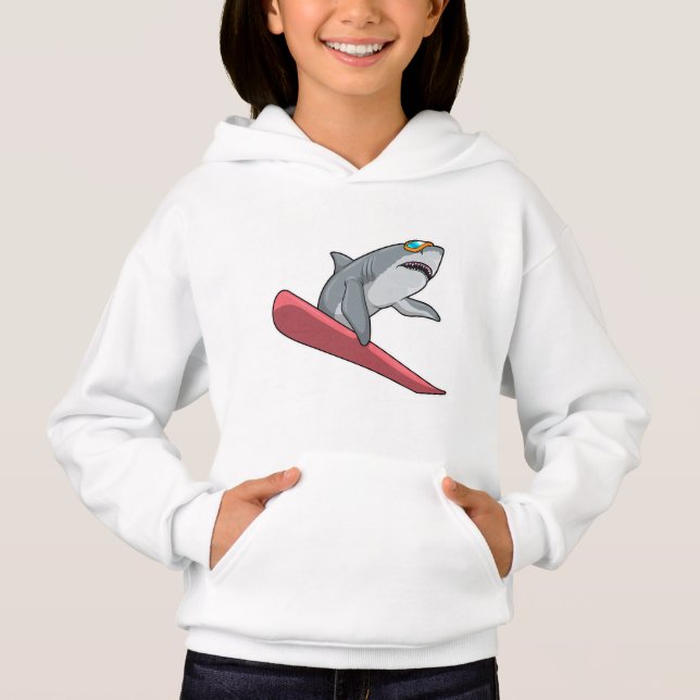 Shark Snowboarder Snowboard Hoodie (Vorderseite)