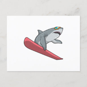 Shark Snowboarder Snowboard Postkarte