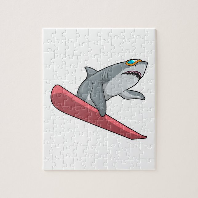 Shark Snowboarder Snowboard Puzzle (Vertikal)