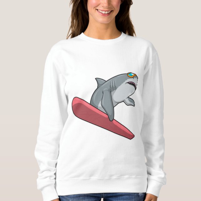 Shark Snowboarder Snowboard Sweatshirt (Vorderseite)