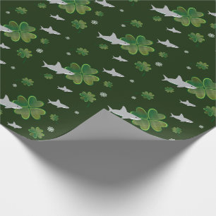 Shark St. Patrick's Day Kleeblatt Green Geschenkpapier