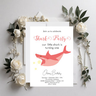 Shark Summer Party Baby Bash Geburtstagsparty Einladung