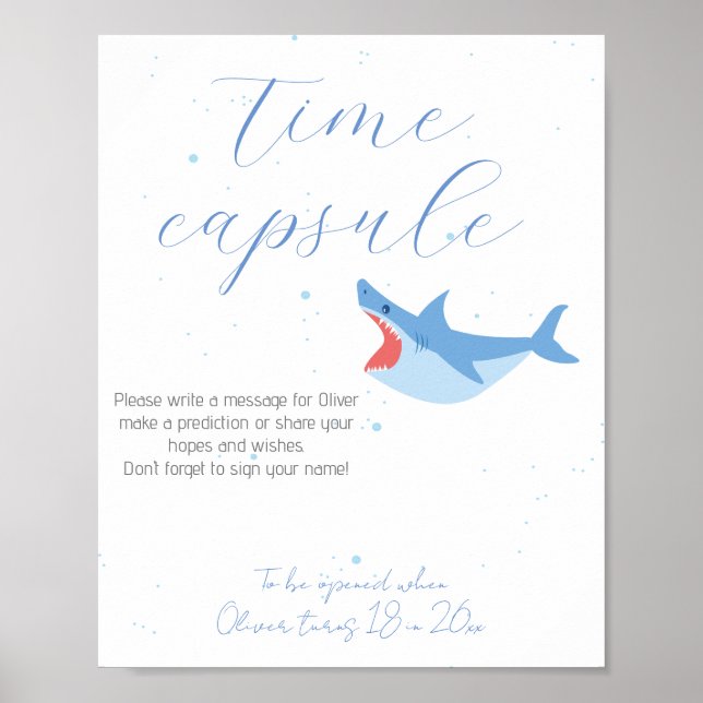 Shark Summer Party Pool und Birthday Time Kapsel Poster (Vorne)