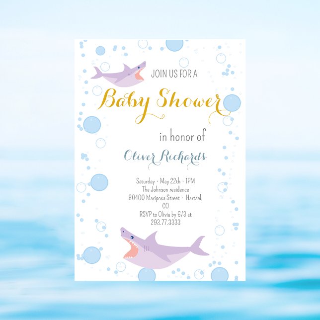 Shark Summer Party Splash Kinderdusche Einladung (Von Creator hochgeladen)