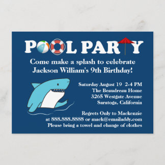 Shark Swimming Pool Party Geburtstagsfeier Einladu Einladung