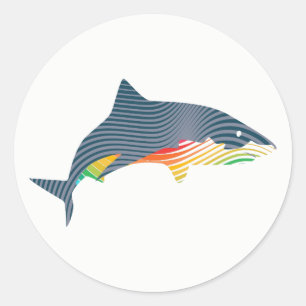 Shark Swoosh Illustration Runder Aufkleber