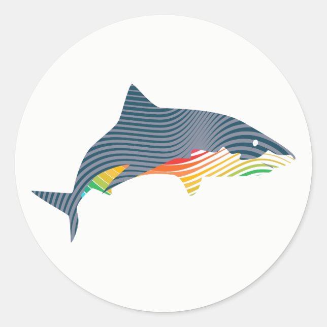 Shark Swoosh Illustration Runder Aufkleber (Vorderseite)
