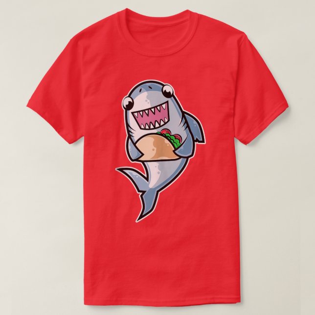 Shark Taco Kawaii Neko Anime Meican Food T-Shirt (Design vorne)