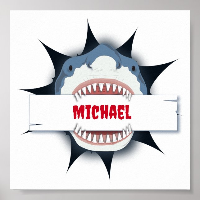 Shark Teeth Open Mouth Personalisiert Poster (Vorne)