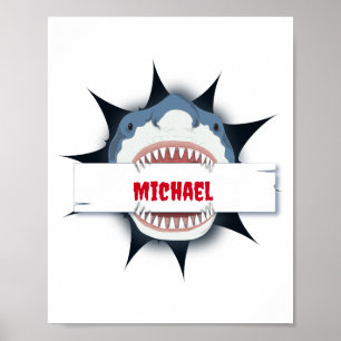 Shark Teeth Open Mouth Personalisiert Poster