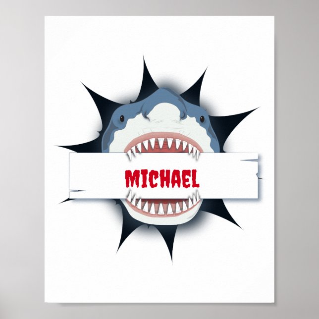 Shark Teeth Open Mouth Personalisiert Poster (Vorne)