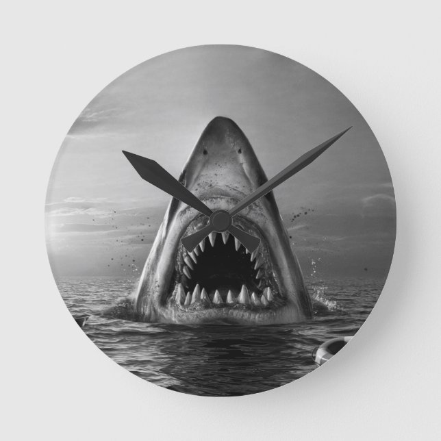 Shark Teeth Runde Wanduhr (Vorderseite)