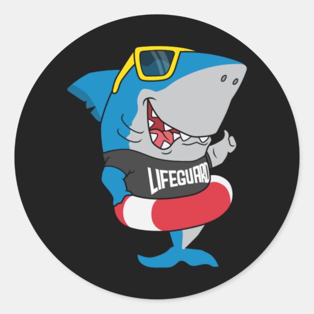 Shark the lifeguard runder aufkleber (Vorderseite)