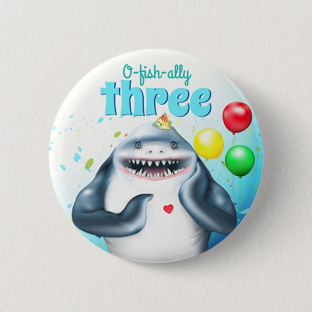 Shark Theme Kindergeburtstag Button (Vorderseite)