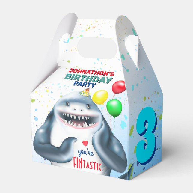 Shark Theme Kindergeburtstag Geschenkschachtel (Vorderseite)