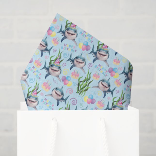 Shark Tissue Paper in Blue Seidenpapier (Geschenk Tasche)