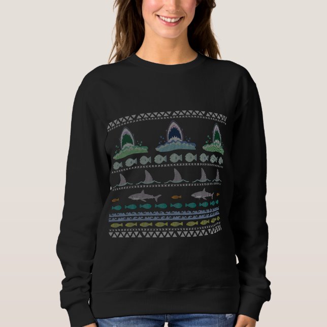 Shark Ugly Christmas Sweater Sweatshirt (Vorderseite)