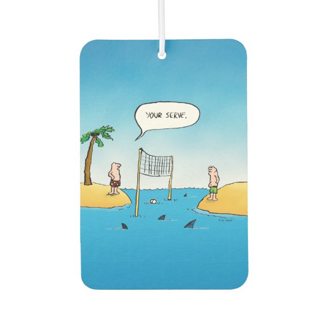 Shark Volleyball Funny Cartoon Autolufterfrischer (Vorderseite)