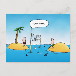 Shark Volleyball Funny Cartoon Postcard Postkarte