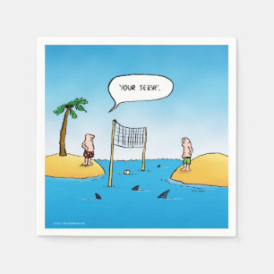 Shark Volleyball Funny Cartoon Serviette