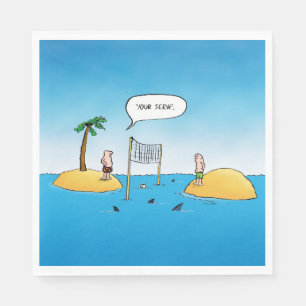 Shark Volleyball Funny Cartoon Serviette