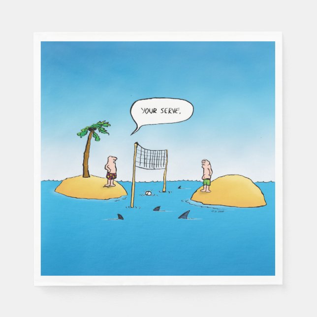 Shark Volleyball Funny Cartoon Serviette (Vorderseite)