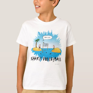Shark Volleyball Funny Cartoon T-Shirt