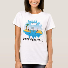 Shark Volleyball Funny Cartoon T-Shirt