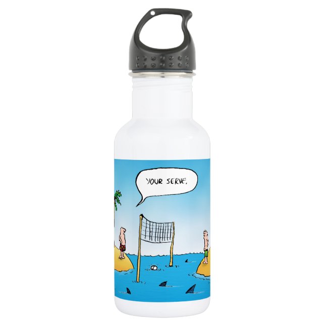 Shark Volleyball Funny Cartoon Trinkflasche (Vorderseite)