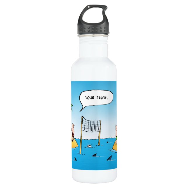 Shark Volleyball Funny Cartoon Trinkflasche (Vorderseite)