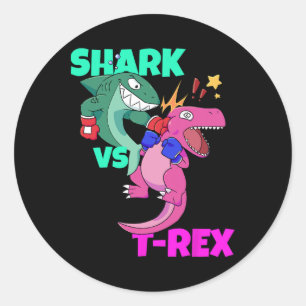 Shark Vs Dinosaur T Rex Boxhandschuhe für Kinder J Runder Aufkleber