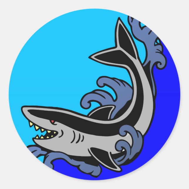 Shark Waves Runder Aufkleber (Vorderseite)