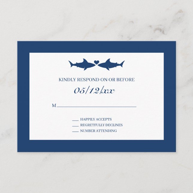 Shark Wedding RSVP Enclosure Card Begleitkarte (Vorderseite)